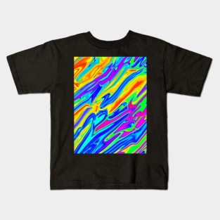 Colorful Liquid Fluid Rainbow Abstract Pattern Kids T-Shirt